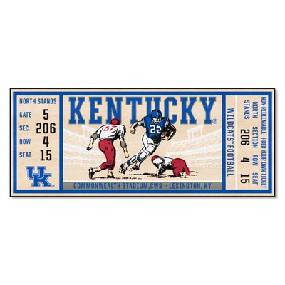 Fan Mats  LLC Kentucky Wildcats Ticket Runner Rug - 30in. x 72in. Blue