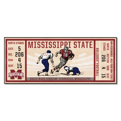 Fan Mats  LLC Mississippi State Bulldogs Ticket Runner Rug - 30in. x 72in. Maroon