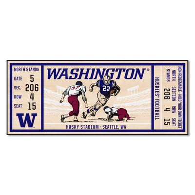 Fan Mats  LLC Washington Huskies Ticket Runner Rug - 30in. x 72in. Purple