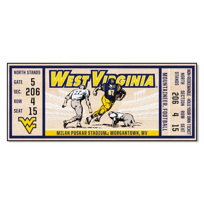Fan Mats  LLC West Virginia Mountaineers Ticket Runner Rug - 30in. x 72in. Navy