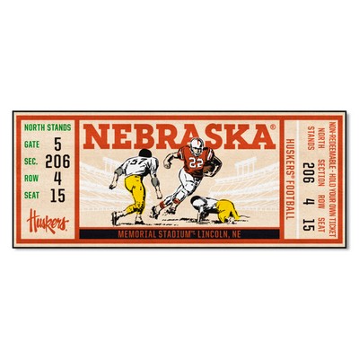 Fan Mats  LLC Nebraska Cornhuskers Ticket Runner Rug - 30in. x 72in. Red