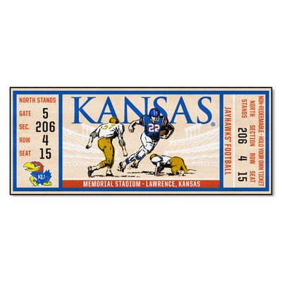 Fan Mats  LLC Kansas Jayhawks Ticket Runner Rug - 30in. x 72in. Blue