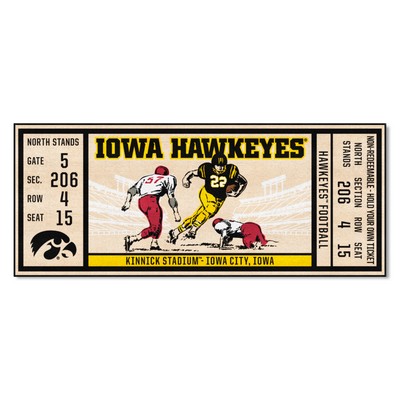 Fan Mats  LLC Iowa Hawkeyes Ticket Runner Rug - 30in. x 72in. Black