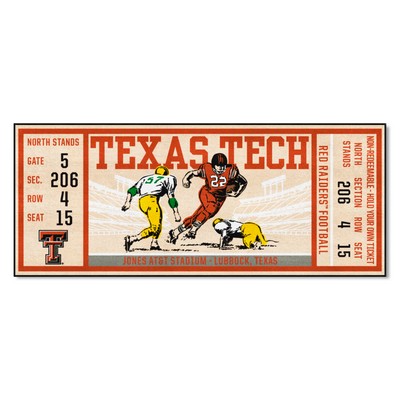 Fan Mats  LLC Texas Tech Red Raiders Ticket Runner Rug - 30in. x 72in. Red