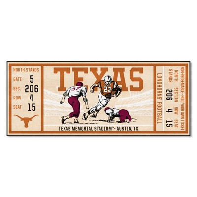 Fan Mats  LLC Texas Longhorns Ticket Runner Rug - 30in. x 72in. Orange