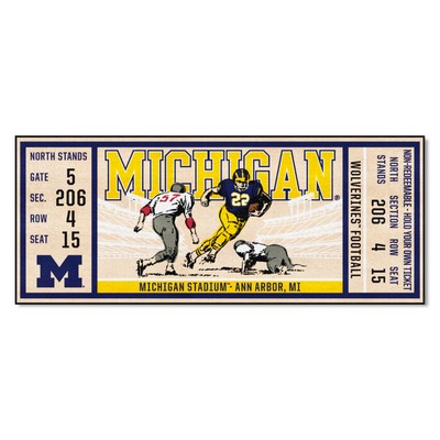 Fan Mats  LLC Michigan Wolverines Ticket Runner Rug - 30in. x 72in. Blue