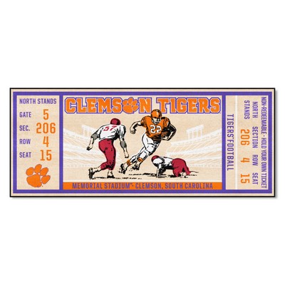 Fan Mats  LLC Clemson Tigers Ticket Runner Rug - 30in. x 72in. Orange
