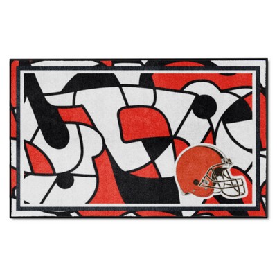Fan Mats  LLC Cleveland Browns 4ft. x 6ft. Plush Area Rug XFIT Design Pattern