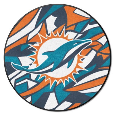 Fan Mats  LLC Miami Dolphins Roundel Rug - 27in. Diameter XFIT Design Pattern