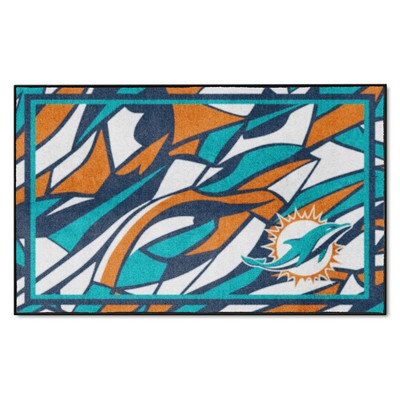 Fan Mats  LLC Miami Dolphins 4ft. x 6ft. Plush Area Rug XFIT Design Pattern