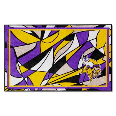 Fan Mats  LLC Minnesota Vikings 4ft. x 6ft. Plush Area Rug XFIT Design Pattern