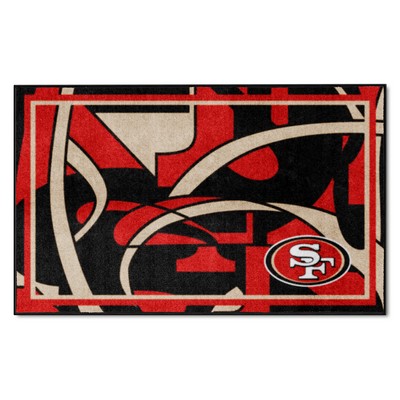 Fan Mats  LLC San Francisco 49ers 4ft. x 6ft. Plush Area Rug XFIT Design Pattern