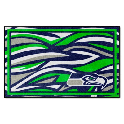 Fan Mats  LLC Seattle Seahawks 4ft. x 6ft. Plush Area Rug XFIT Design Pattern