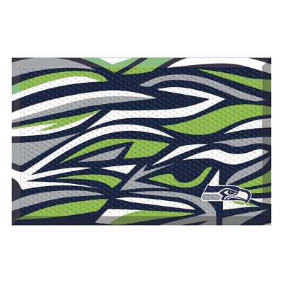 Fan Mats  LLC Seattle Seahawks Rubber Scraper Door Mat XFIT Design Pattern