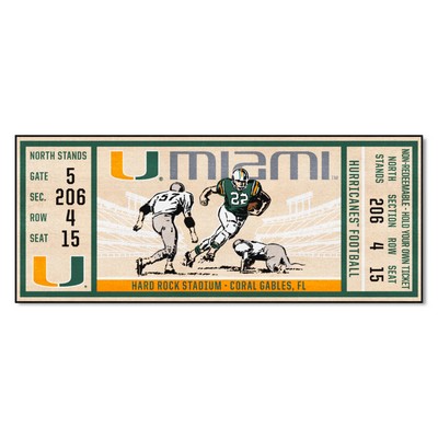 Fan Mats  LLC Miami Hurricanes Ticket Runner Green