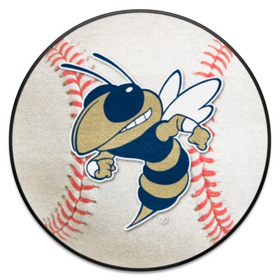 Fan Mats  LLC Georgia Tech Yellow Jackets Baseball Rug - 27in. Diameter, Buzz White