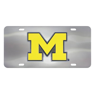 Fan Mats  LLC Michigan Wolverines 3D Stainless Steel License Plate Stainless Steel