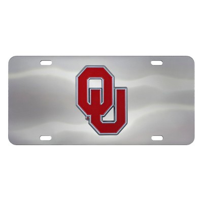Fan Mats  LLC Oklahoma Sooners 3D Stainless Steel License Plate Stainless Steel