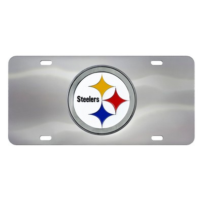 Fan Mats  LLC Pittsburgh Steelers 3D Stainless Steel License Plate Stainless Steel