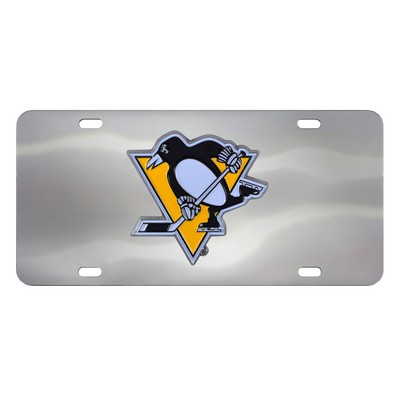 Fan Mats  LLC Pittsburgh Penguins 3D Stainless Steel License Plate Stainless Steel