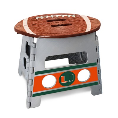 Fan Mats  LLC Miami Hurricanes Folding Step Stool Gray