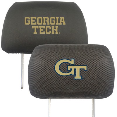 Fan Mats  LLC Georgia Tech Yellow Jackets Embroidered Head Rest Cover Set - 2 Pieces Black