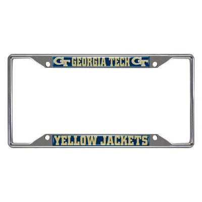 Fan Mats  LLC Georgia Tech Yellow Jackets Chrome Metal License Plate Frame, 6.25in x 12.25in Blue