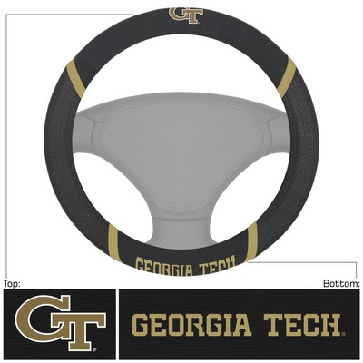 Fan Mats  LLC Georgia Tech Yellow Jackets Embroidered Steering Wheel Cover Black