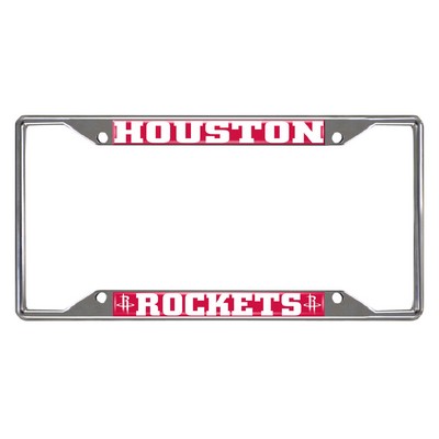 Fan Mats  LLC Houston Rockets Chrome Metal License Plate Frame, 6.25in x 12.25in Red