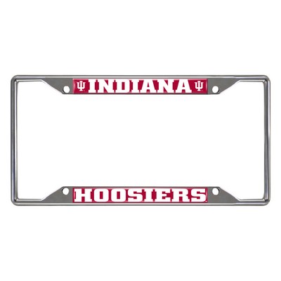 Fan Mats  LLC Indiana Hooisers Chrome Metal License Plate Frame, 6.25in x 12.25in Crimson