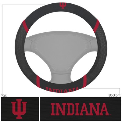 Fan Mats  LLC Indiana Hooisers Embroidered Steering Wheel Cover Black
