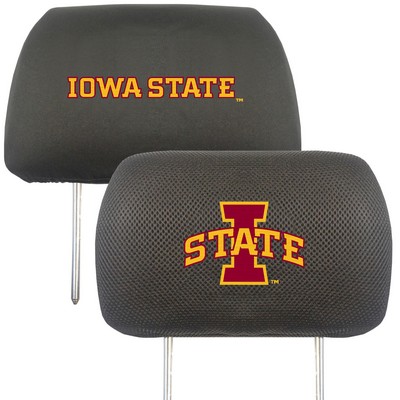 Fan Mats  LLC Iowa State Cyclones Embroidered Head Rest Cover Set - 2 Pieces Black