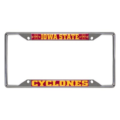 Fan Mats  LLC Iowa State Cyclones Chrome Metal License Plate Frame, 6.25in x 12.25in Red