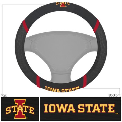 Fan Mats  LLC Iowa State Cyclones Embroidered Steering Wheel Cover Black