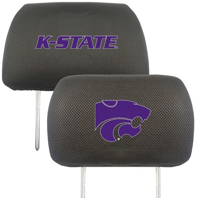 Fan Mats  LLC Kansas State Wildcats Embroidered Head Rest Cover Set - 2 Pieces Black