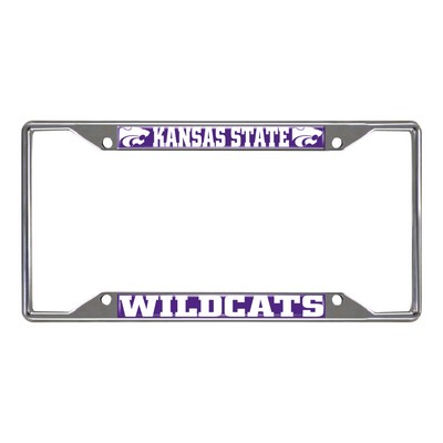 Fan Mats  LLC Kansas State Wildcats Chrome Metal License Plate Frame, 6.25in x 12.25in Purple