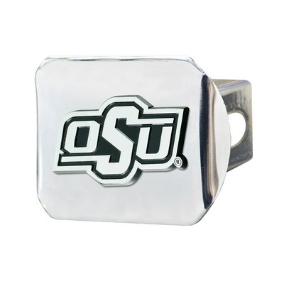 Fan Mats  LLC Oklahoma State Cowboys Chrome Metal Hitch Cover with Chrome Metal 3D Emblem Chrome