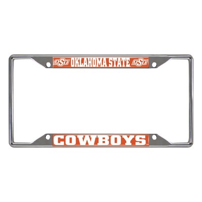 Fan Mats  LLC Oklahoma State Cowboys Chrome Metal License Plate Frame, 6.25in x 12.25in Orange