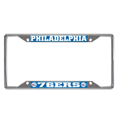 Fan Mats  LLC Philadelphia 76ers Chrome Metal License Plate Frame, 6.25in x 12.25in Blue