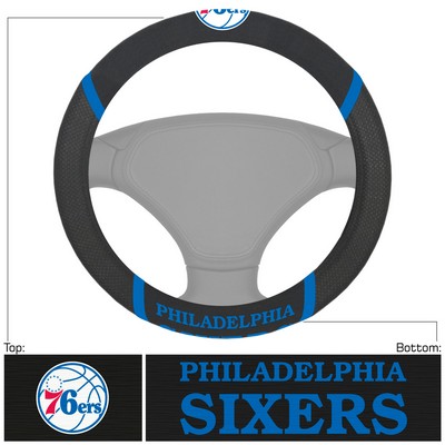 Fan Mats  LLC Philadelphia 76ers Embroidered Steering Wheel Cover Black