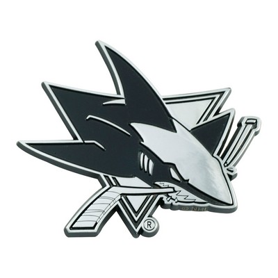Fan Mats  LLC San Jose Sharks 3D Chrome Metal Emblem Chrome