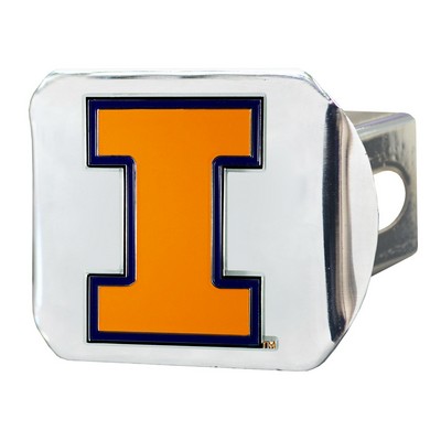 Fan Mats  LLC Illinois Illini Color Hitch Cover Chrome Chrome
