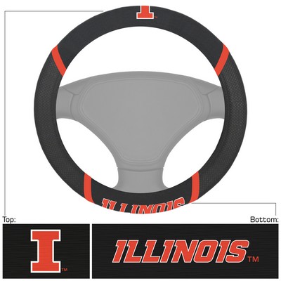 Fan Mats  LLC Illinois Illini Embroidered Steering Wheel Cover Black