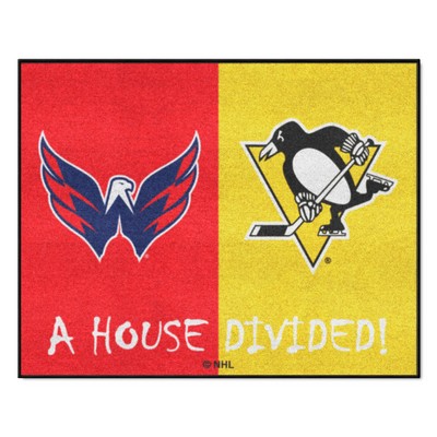 Fan Mats  LLC NHL House Divided - Capitals / Penguins House Divided Rug - 34 in. x 42.5 in. Multi