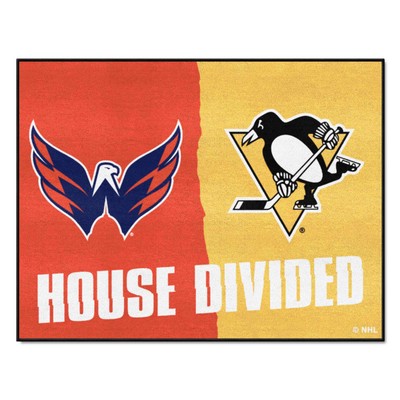 Fan Mats  LLC NHL House Divided Capitals / Penguins House Divided Mat Multi