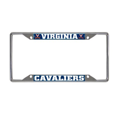 Fan Mats  LLC Virginia Cavaliers Chrome Metal License Plate Frame, 6.25in x 12.25in Chrome