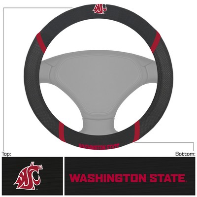 Fan Mats  LLC Washington State Cougars Embroidered Steering Wheel Cover Black