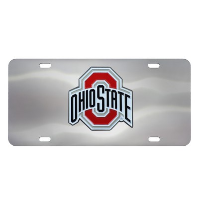 Fan Mats  LLC Ohio State Buckeyes 3D Stainless Steel License Plate Stainless Steel