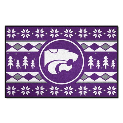 Fan Mats  LLC Kansas State Wildcats Holiday Sweater Starter Mat Accent Rug - 19in. x 30in. Purple