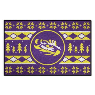 Fan Mats  LLC LSU Tigers Holiday Sweater Starter Mat Accent Rug - 19in. x 30in. Purple